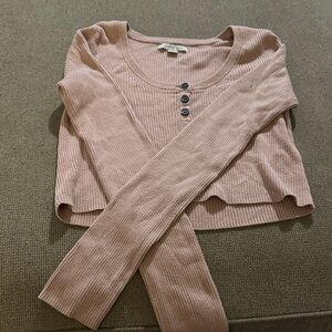 American Eagle Outfitters Soft Pink Ribbed Top